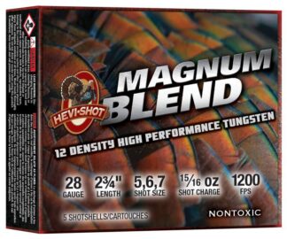 HEVI-SHOT MAGNUM BLEND 28GA 2-3/4IN 15/16OZ #5 #6 #7 5 RD/BX 10 BX/CS