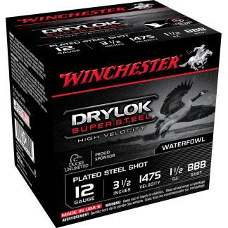 WINCHESTER DRYLOK SUPER STEEL 12 GA 3-1/2" BB HV 1-1/2 OZ 25 RD/BX 10 BX/CS