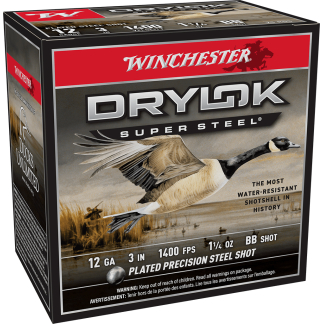WINCHESTER DRYLOK SUPER STEEL 12 GA 3" BB 1-1/4 OZ 25 RD/BX 10 BX/CS
