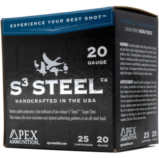 Apex Waterfowl S3 Steel Shotgun Ammo 20 ga. 3 in. 1oz #4 25 rd