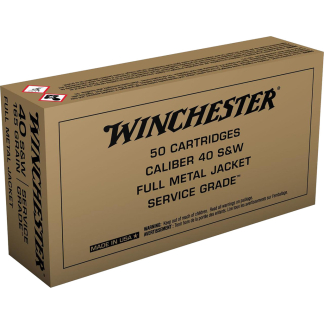 Winchester Service Grade 40 S&W 165 gr. FMJ-FN 1060 fps 50/ct