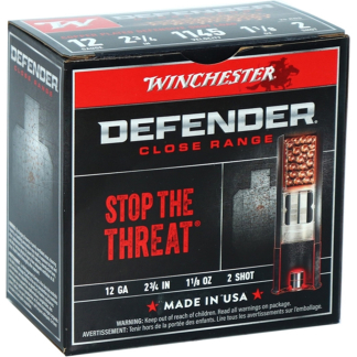 Winchester Defender Load 12 ga. 2.75 in. 1 1/8 oz. 2 Shot 25 rd.