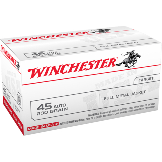 Winchester USA Pistol Ammo 45 ACP 230 gr. FMJ 100 rd.