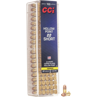 CCI Varmint Rimfire Ammo 22 Short 27 gr. Copper Plated HP 100 rd.