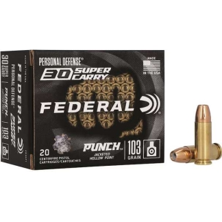 Federal Punch Handgun Ammunition .30 SC 103gr JHP 1130 fps 20/ct