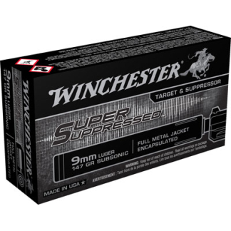 WINCHESTER SUPER SUPPRESSED - 9MM LUGER 147GR FMJ 50RD 10B/C