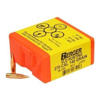 Berger Match Grade Hunting Bullets .270 cal .277" 140 gr VLD Hunter 100/ct