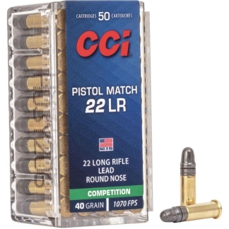 CCI Pistol Match Rimfire Ammo 22 LR. 40 gr. LRN 50 rd.