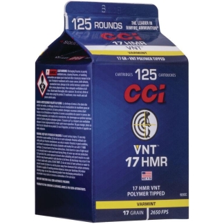 CCI Varmint VNT Rimfire Ammo 17 HMR 17 gr. Varmint Tipped 125 rd.