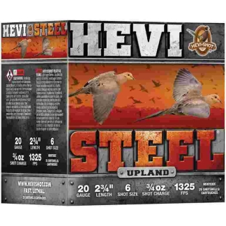 HEVI-Shot HEVI-Steel Upland Shotshell 20ga 2-3/4" 1oz 1325 fps #6 25/ct