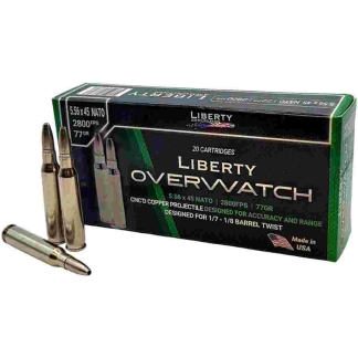 Liberty Overwatch Rifle Ammunition 5.56mm 77gr OTM 2800 fps 20/ct
