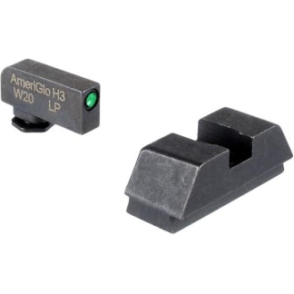 Ameriglo Optics Compatible Tritium Handgun Sight Set for Glock Flat Black .295? Rear 1L Tall Green with Black .220? Front