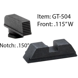 Ameriglo Defoor Performance Black Sight Set for Glock 17-39 / Front Width .115" / Rear Notch .150"