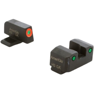 Ameriglo Trooper Tritium Handgun Sight Set for Sig with #8 Front and #8 Rear Green Rear Green with Orange Front