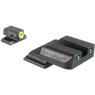 Ameriglo Trooper Tritium Handgun Sight Set for S&W M&P (Excludes .22/.380/Shield/EZ/Pro) Green Rear Green with LumiGreen Front