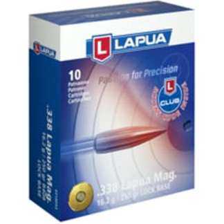 Lapua Rifle Ammo  338  Magnum 250gr Lock Base FMJBT bx/10