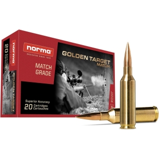 Norma Golden Target Match Rifle Ammunition 6.5 PRC 143gr BTHP 2831 fps 20/ct