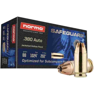 Norma Safeguard Handgun Ammunition .380 Auto 88gr JHP 1024 fps 50/ct