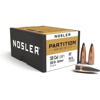 Nosler Partition Bullets .30 Cal. 150 gr. Spitzer Point 50 pk.