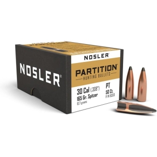Nosler Partition Bullets .30 Cal. 165 gr. Spitzer Point 50 pk.