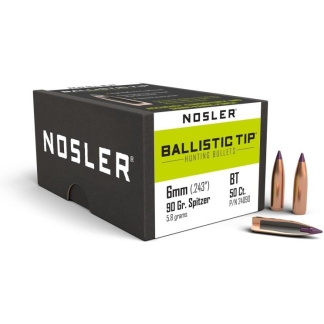 Nosler Ballistic Tip Hunting Bullets 6mm 90 gr. Spitzer Point 50 pk.