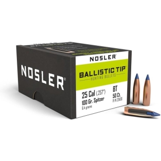 Nosler Ballistic Tip Hunting Bullets .25 Cal. 100 gr. Spitzer Point 50 pk.