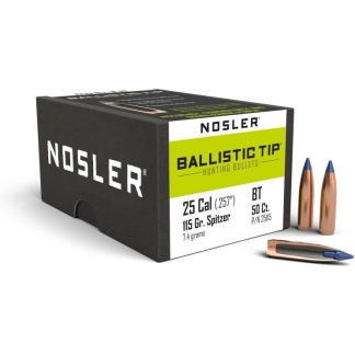 Nosler Ballistic Tip Hunting Bullets .25 Cal. 115 gr. Spitzer Point 50 pk.