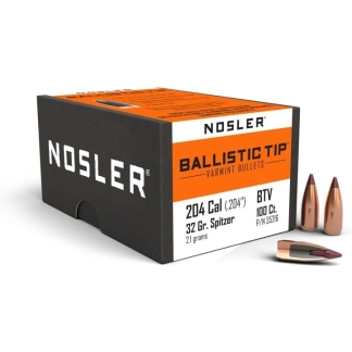 Nosler Ballistic Tip Varmint Rifle Bullets .204 cal .204" 32 gr SBT-SB 100/ct