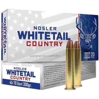 Nosler Whitetail Country Rifle Ammunition 45-70 Govt 300gr LFN 1950 fps 20/ct