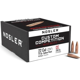 Nosler Custom Competition Rifle Bullets .22 cal .224" 77 gr HPBT w CANN 250/ct