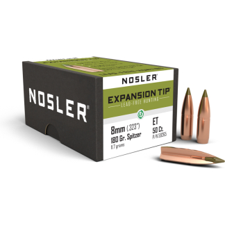 Nosler E-Tip Lead-Free Hunting Rifle Bullets 8mm .323" 180 gr SPTZ E-TIP 50/ct