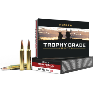 Nosler Accubond Long Range Trophy Grade Rifle Ammunition .270 Wby Mag 150 gr PT 3080 fps 20/ct