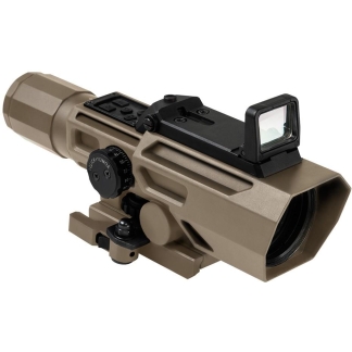 NcStar VSM ADO Dual Optic 3-9x42mm P4 Sniper Rifle Scope with Integrated Fold-Down Red Dot Optic - Tan