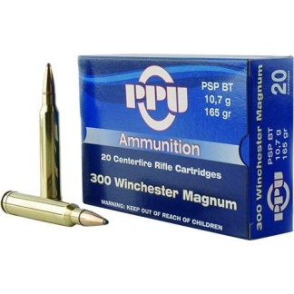 PPU Rifle Ammunition .300 Win Magnum 165 gr SPBT 3050 fps 20/ct