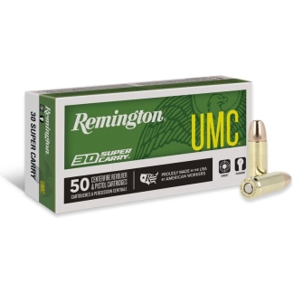 Remington UMC Handgun Ammo 30 Super Carry 100 gr. FMJ 50 rd.
