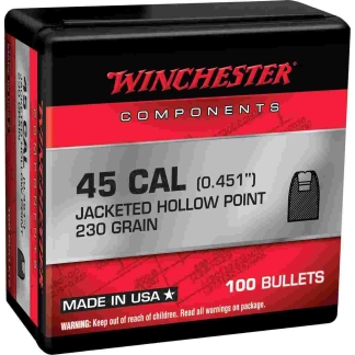 Winchester JHP Bullets .45 cal .451" 230gr 100/ct