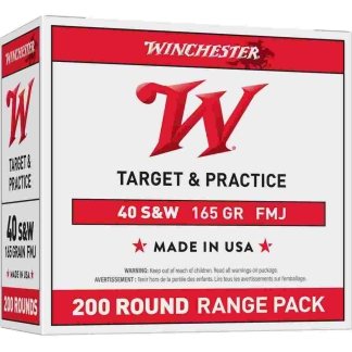 Winchester USA Pistol Ammo 40 S&W 165 gr. FMJ 200 rd.
