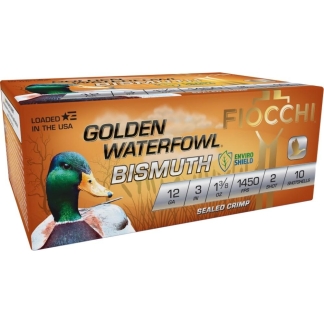 Fiocchi Golden Waterfowl Bismuth Shotgun Ammo 12 ga. 3 in. 1 3/8 oz. 2 Shot 10 rd.