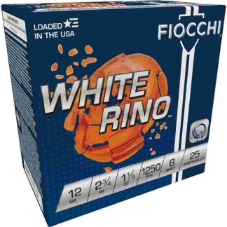 Fiocchi White Rino Shotgun Loads 12 ga. 2.75 in. 1 1/8 oz. 1250 FPS 8 Shot 25 rd.