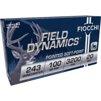 Fiocchi Field Dynamics Centerfire Rifle Ammo 243 Win. 100 gr. PSP 20 rd.