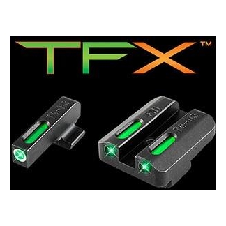 Truglo TFX Tritium/Fiber-Optic Day/Night Sights FNH FNP-9 FNX-9 FNS-9 including Compact - White Outline Front/Rear Green