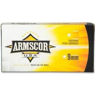 Armscor Handgun Ammunition 9mm Luger 147 gr FMJ 850 fps 50/ct