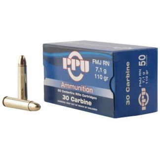 PPU 30 CARBINE FMJ 110GR 50RD BOX 10 BOXES PER CASE