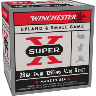 Winchester Super-X High Brass Game Shotshells 28 ga 2-3/4" 3/4oz 1295 fps #5 25/ct
