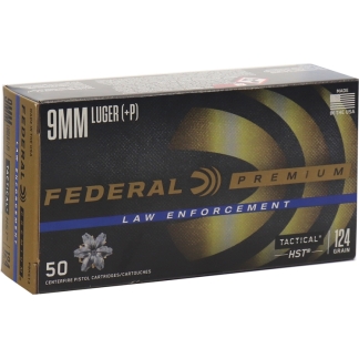 FEDERAL PREM 9MM+P 124GR HST 50RD BX 1000RD CASE