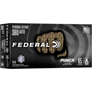 FEDERAL 380 AUTO 85GR PUNCH JHP 50RD/BX 10BX/CS