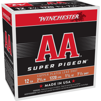 Winchester AA Super Pigeon Shotshells 12 ga 2-3/4" 1-1/4 oz 1220 fps #7.5 25/ct
