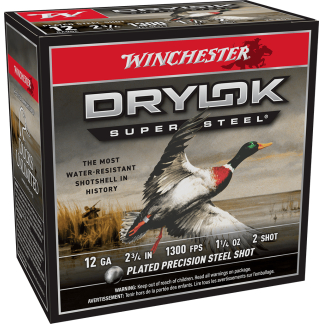 WINCHESTER DRYLOK SUPER STEEL 12 GA 2-3/4" #2  1-1/4 OZ 25 RD/BX 10 BX/CS