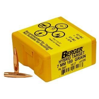 Berger Match Grade Target Bullets 7mm .284" 180 gr Hybrid Target 100/ct