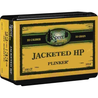Speer Plinker Jacketed Rifle Bullet .22 Hornet .224" 33 gr Hornet JHP 100/ct